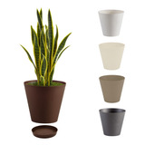 Maceta Cono Con Plato Plastico Tes Jardin Plantas 8 L Color Cafe Claro