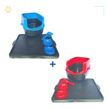 Caixa De Areia De Gato Com Tapete Higienico Para Gato Kit 4 Cor Azul + Vermelho