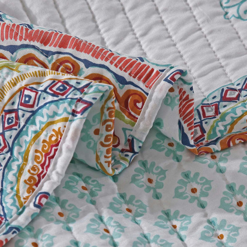 Cubre Cama Queen Turquesa Verano Cover 2 Plazas Fundas Quilt