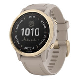 Reloj Garmin Fenix 6 S Pro Solar Oro Malla Gris Arena S.a Color De La Caja Light Gold Color De La Malla Light Sand Color Del Bisel Light Gold