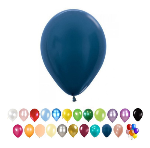 Globos Perlados 12 Pulgadas X 25 Un Cotillon Carioca Fiesta Color Azul Noche