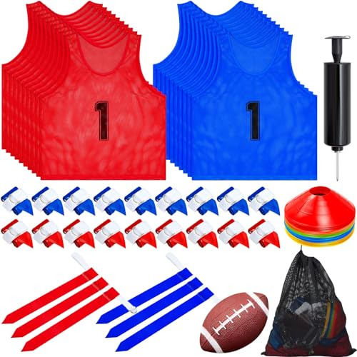 20 Player Outdoor Sports Training Flag Football Set, In...