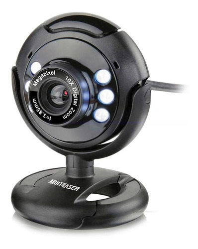 Webcam - Usb 2.0  Multilaser Nightvision C/mic Preta  Wc045