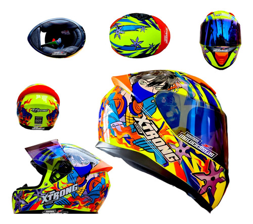 Casco Moto Xtrong Amarillo Deportivo Dot Mica Visión Nocturn