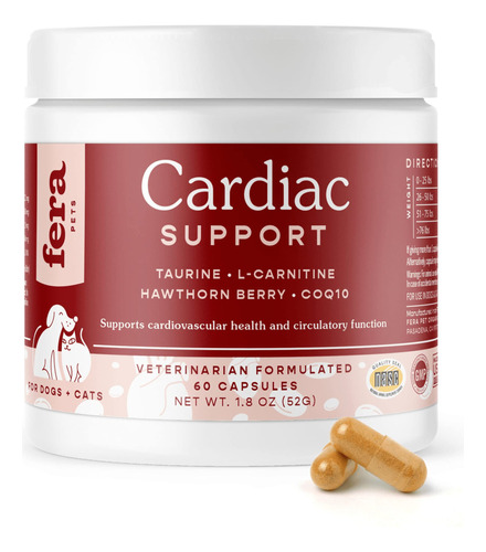 Fera Pets Suplemento De Apoyo Cardiaco Para Perros Y Gatos,