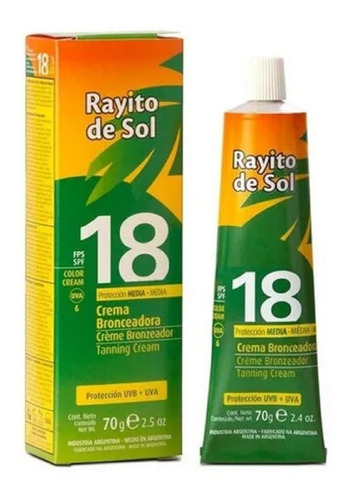 Rayito De Sol Crema Bronceadora Con Color Fps18 70g