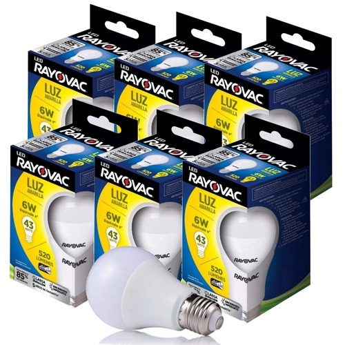 X6 Lámparas Led Cálida 520 Lúmenes 6w Rayovac