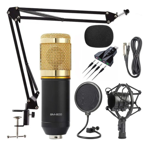 Kit Microfone Condensador Para Stream Pod Cast +palca De Som