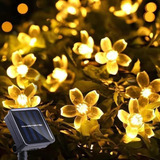 Luz De Corda Energia Solar Ip65 Flores De Cerejeira 7m 50led