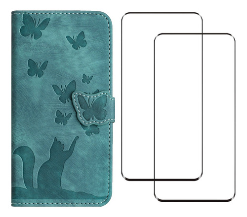 Funda Tipo Cartera Con Ranura For iPhone Con Diseño De Gato