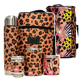 Equipo De Mate Completo Animal Print Cuero Set Kit Matero 