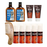 Kit De Barba - 5 Blend, 2 Esfoliante Pré, 2 Shampoo E Pente