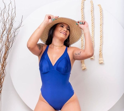 Maiô Com Bojo Frente Única Do P Ao Gg Plus Size Moda Praia