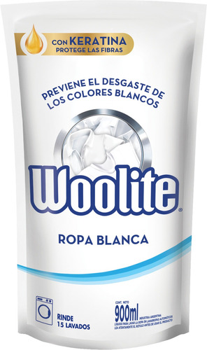 Jabón Líquido Woolite Extra Blanco Floral Antibacterial Repuesto 900 ml