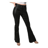 Pantalón Britos Jeans Mujer Vinipiel Acampanado Negro 024307