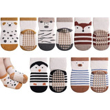 5 Pairs Of Toddler Non Slip Socks Cute Socks Keep Warm