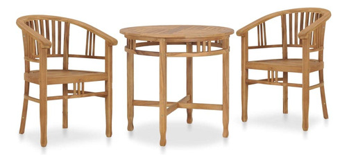 Vidaxl Juego De Comedor De Madera Maciza De Teca Para Patio.