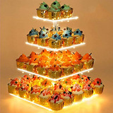 Soporte De 4 Niveles Con Luces Led Para Cupcakes Y Postres