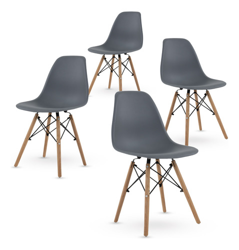 Set De 4 Sillas Eames Modernas Minimalistas Varios Colores