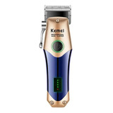 Cortadora De Cabello Kemei Km-2620 Navaja De Carbón Recargable Digital Litio Dorado 110v