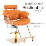 Silla Barberia Hidraulica Reclinable Eames Estilista Barbero Color Ocre