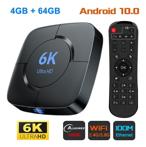 Smart Tv Box De 6k 4+64 Gb Android 10.0 Media Play A