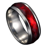 Anel Masculino Aço Inoxidável 316 L Vermelho Prata Elegante