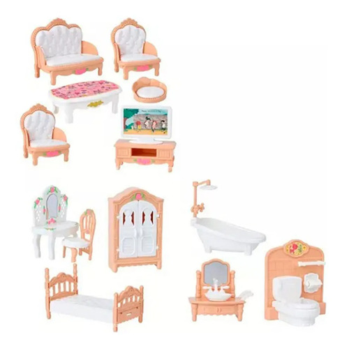 ! 20 Pzs Muebles Casa Muñecas Ternurin Ternurines Baño _