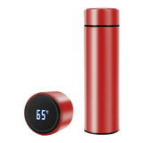 Garrafa Térmica 500ml Com Medidor De Temperatura Digital Led Cor Vermelho