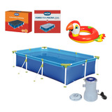 Kit Piscina 2500 Litros Capa Forro Filtro Boia Animais 220v