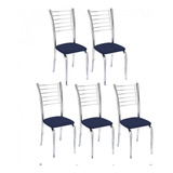 Kit 5 Cadeiras Lara Para Cozinha-corino Azul-gat Magazine