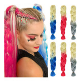 Peluca Degradada Tricolor Trenzas Sucias Africanas, 6 Unidad