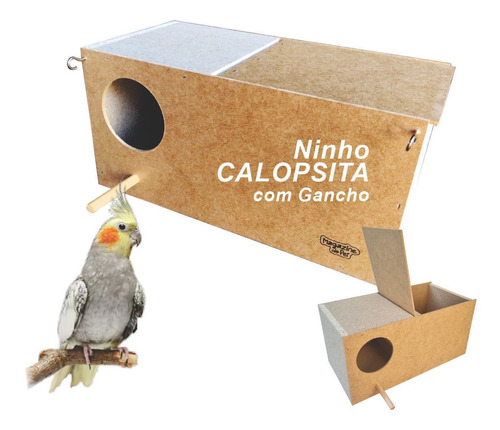 Ninho Para Calopsita Mdf Com Gancho Prender Gaiola Criadeira