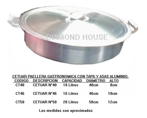 Paellera Arrocera Cetuar N50 Disco Aluminio Reforzado C/tapa