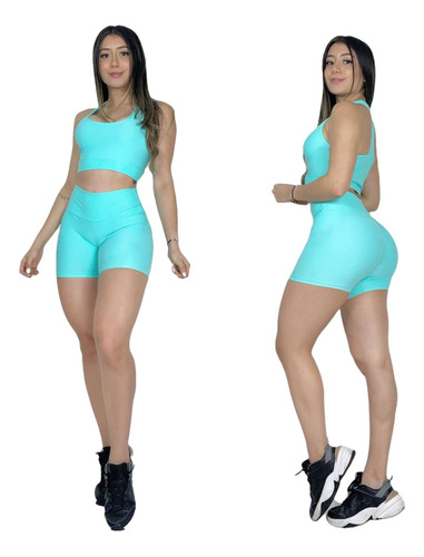 Conjunto En Lycra Short + Blusa Deportivo Gym