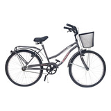 Bicicleta Paseo Femenina Kelinbike Full R26 Frenos V-brakes Color Gris Oscuro Con Pie De Apoyo  