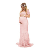 Vestido Embarazada Sesión Fotográfica Rosa Elegantes Largo