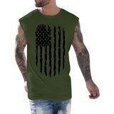 Hombres Casual Tank Tops Bandera Americana Transpirable...