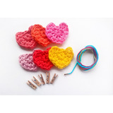 Varal De Fotos - Corações Coloridos Em Crochê 