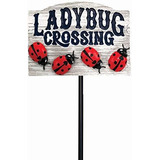 Spoontiques 21228 Estaca De Jardin Ladybug Crossing, Multic
