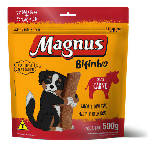 Bifinho Magnus Mastigáveis Sabor Carne - 500g - Para Cães