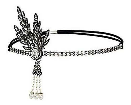 Diademas - 1920's Flapper Headband Great Gatsby Leaf Medalli