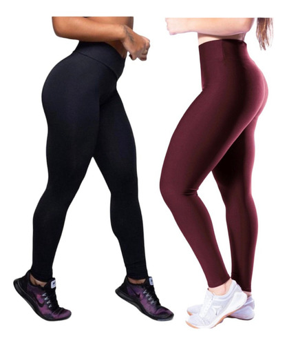 Kit 2 Calças Legging Feminina Academia Moda Fitness Promoção