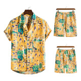 Conjuntos Masculinos Camisa Hawaiana Y Pantalones Cortos