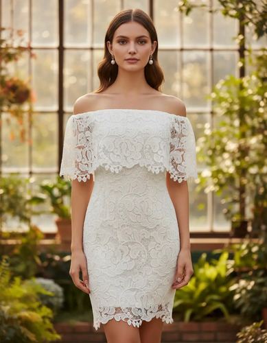 Vestido Crochet Maquillaje Hombros Descubiertos 998-99