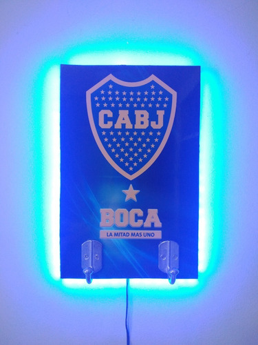  Perchero De Pared Boca Juniors Xeneize Con Luces Led Azul 