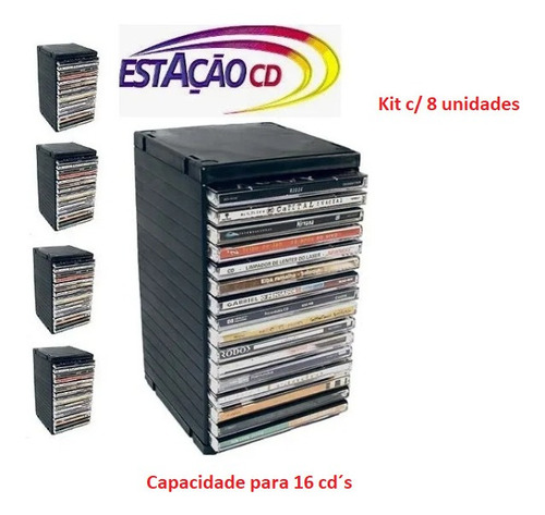 8 Unid Porta Cd - Rack Newness Capacidade 16 Cd´s