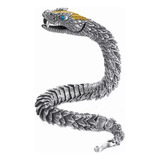 Pulsera King Snake Hecha A Mano En Plata De Ley, 22 Cm