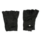 Guantes De Bici/moto Medio Dedo Piel Negros