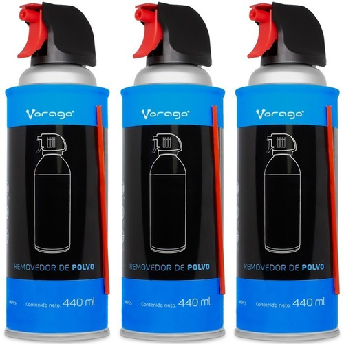 Kit De 3 Aire Comprimido Vorago 440ml C/u Cln-100 Limpieza